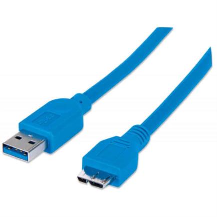 Cable Manhattan USB Micro-B Súper Velocidad 3.2 Gen1 2m Color Azul