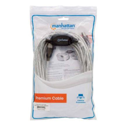 Cable Manhattan Extensión Activa USB Alta Velocidad A-B 11m Color Plata