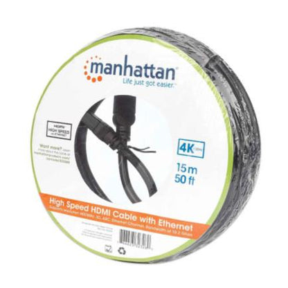 Cable Manhattan Alta Velocidad Canal Ethernet HDMI M-M 15m Color Negro