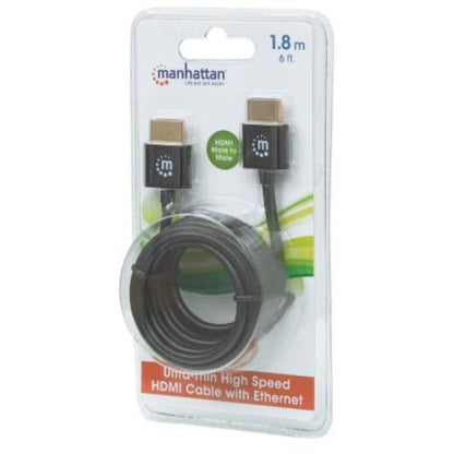 Cable Manhattan HDMI M-M Ultra Delgado Alta Velocidad con Ethernet 1.8m Color Negro