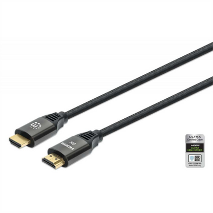 Cable Manhattan HDMI Certificado Ultra Alta Velocidad 8K a 60Hz/4K a 120Hz C/Ethernet 3m Color Negro