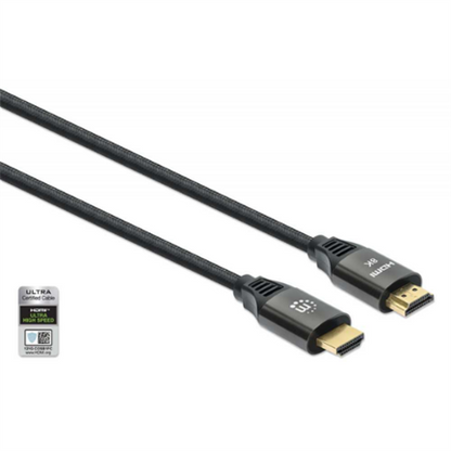 Cable Manhattan HDMI Certificado Ultra Alta Velocidad 8K a 60Hz/4K a 120Hz C/Ethernet 2m Color Negro