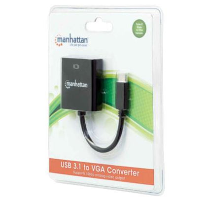 Convertidor Manhattan Video USB-C 3.1 a VGA-H Color Negro