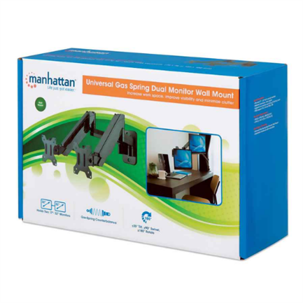 Soporte Monitor Manhattan Universal Pared para 2 Monitores 17" a 32" Pistón Hasta 8 Kg