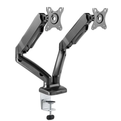 Soporte MANHATTAN de aluminio con pistones de gas p/2 monitores 17 a 32
