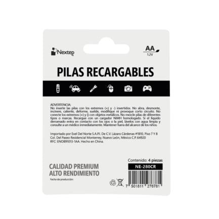 Pilas Nextep AA Recargables HR6 NiMH 1.2V C/4 Piezas 2100mAh - vista 2