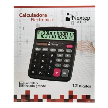 Calculadora Nextep 12 Dígitos Pantalla Grande Escritorio Batería/Solar - vista 2