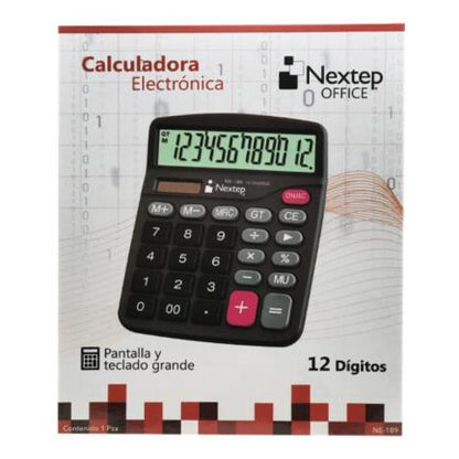Calculadora Nextep 12 Dígitos Pantalla Grande Escritorio Batería/Solar - vista 2