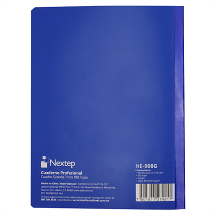 Cuaderno Nextep Profesional Cuadro Grande C7 100 Hojas Cosido - vista 2