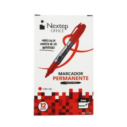 Marcador Nextep Permanente Punto Fino 2mm Rojo c/12 Pzas - vista 2