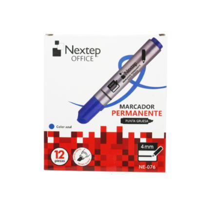 Marcador Nextep Permanente Punta Gruesa Cincel 4mm Azul c/12 Pzas - vista 2