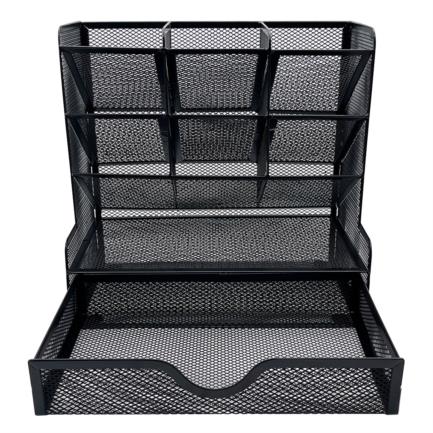 Organizador Nextep Malla Metalica para Escritorio Multi Secciones con Cajon - vista 5