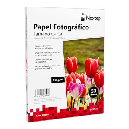 Papel Fotografico Nextep Tamaño Carta 50 Hojas Acabado Brillante 200gr