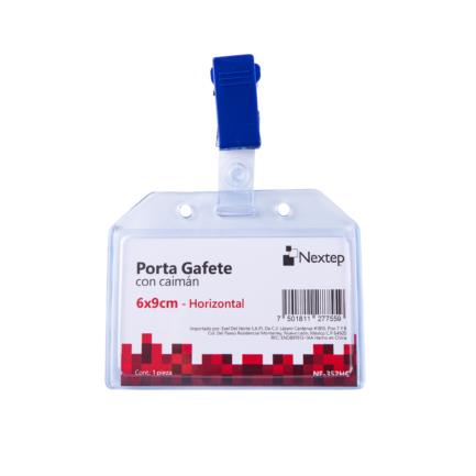 Porta Gafete Plastico Flexible Horizontal Nextep 6x9cm con Caiman C/12