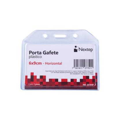 Porta Gafete Plastico Flexible Horizontal Nextep 6x9cm C/10