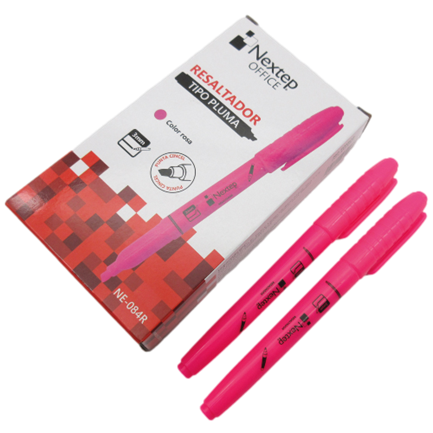 Marcador Nextep Resaltador Tipo Pluma Punta Cincel Color Rosa C/12 Pzas - vista 2