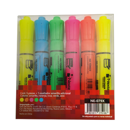 Marcador Nextep Resaltador Juego de 5 Colores Punta Cincel 4mm - vista 2