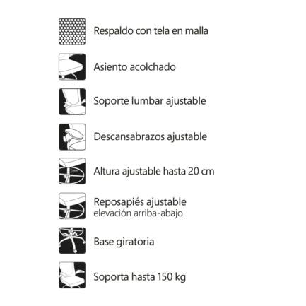 Silla Alta Nextep Descansabrazos Ajustable con Reposapies