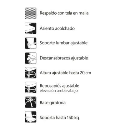 Silla Alta Nextep Descansabrazos Ajustable con Reposapies