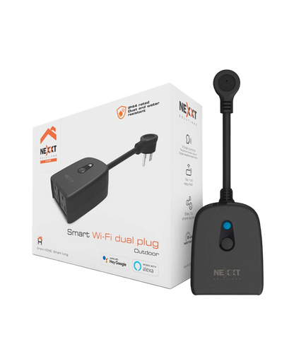 Enchufe inteligente dual con conexión Wi-Fi para exterior