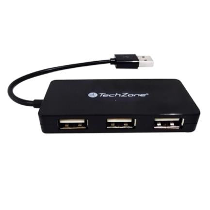 Hub TechZone 4 Puertos USB 2.0 Color Negro