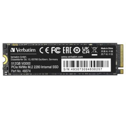Unidad de Estado Solido SSD VERBATIM Vi3000 PCIe NVMe M.2 2280 de 516GB Lect 3100/2100 MB/sUnidad de Estado Solido SSD V