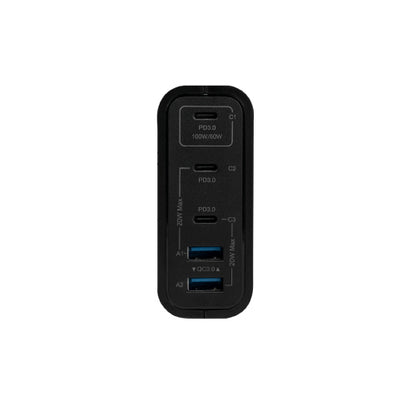 CARGADOR DE PARED VORAGO AU-600 TIPO C 100W PD 5 PUERTOS QUICK CHARGE 3.0 NEGRO