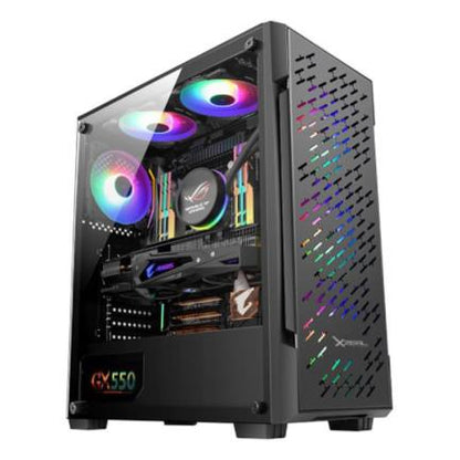 Gabinete Xzeal XZ135 Midi-Tower ATX/Micro-ATX/Mini-ITX USB 2.0/3.0 sin Fuente 3 Ventiladores Instalados Negro