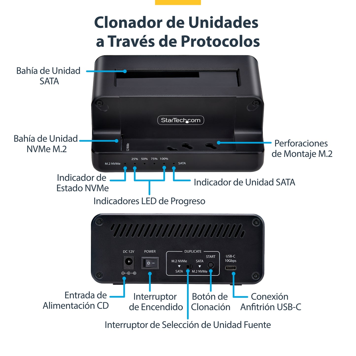 StarTech.com N2-M2-SSD-DUPLICATOR duplicador de datos o soporte Duplicador de HDD/SSD Negro 1 copias