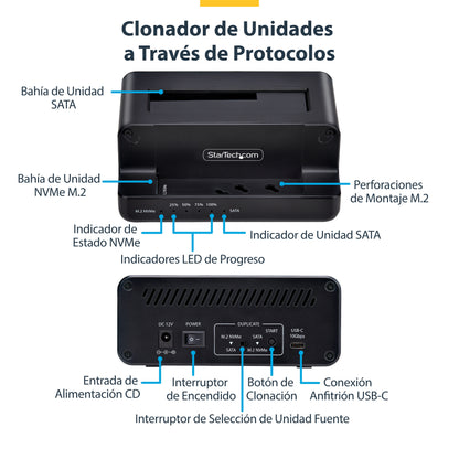 StarTech.com N2-M2-SSD-DUPLICATOR duplicador de datos o soporte Duplicador de HDD/SSD Negro 1 copias