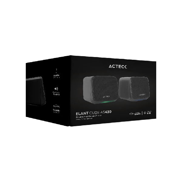 Bocinas Acteck para Elant Cube AS430 / 3.5 mm+USB / 6 W / Sonido Estereo 2.0 / RGB / Advanced Negro