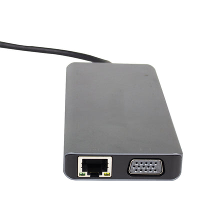 Hub TechZone Silvery 1A Docking Station Bulk 13en1 con Alta Velocidad Miltipuerto HDMI 4K Incluye Adaptador de CA/CC