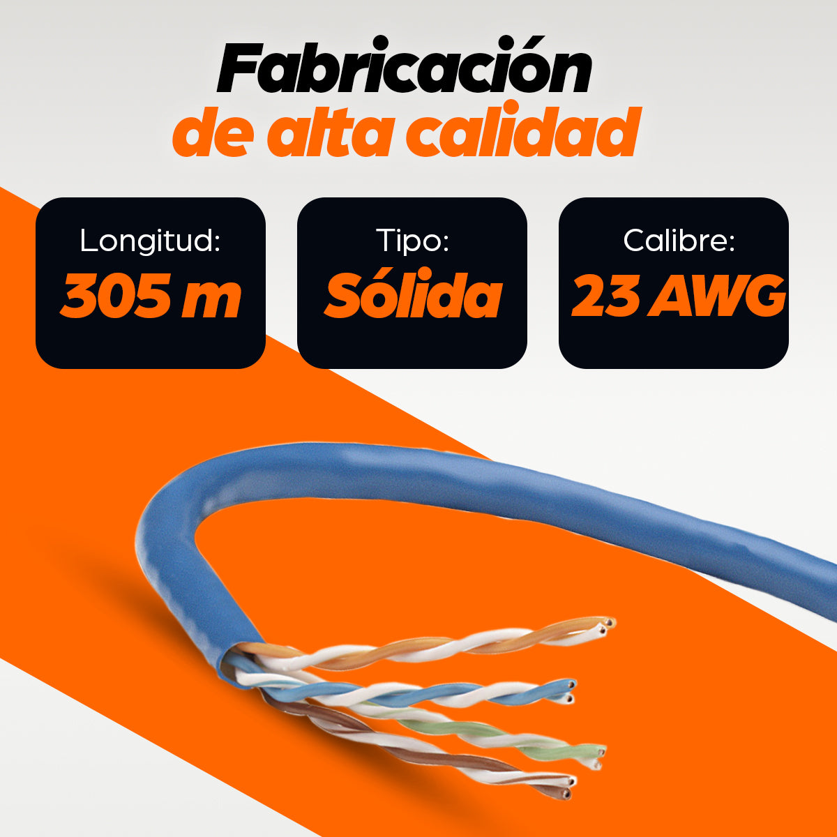 Bobina Cable Intellinet Cat 6 UTP 305m Sólida Color Azul