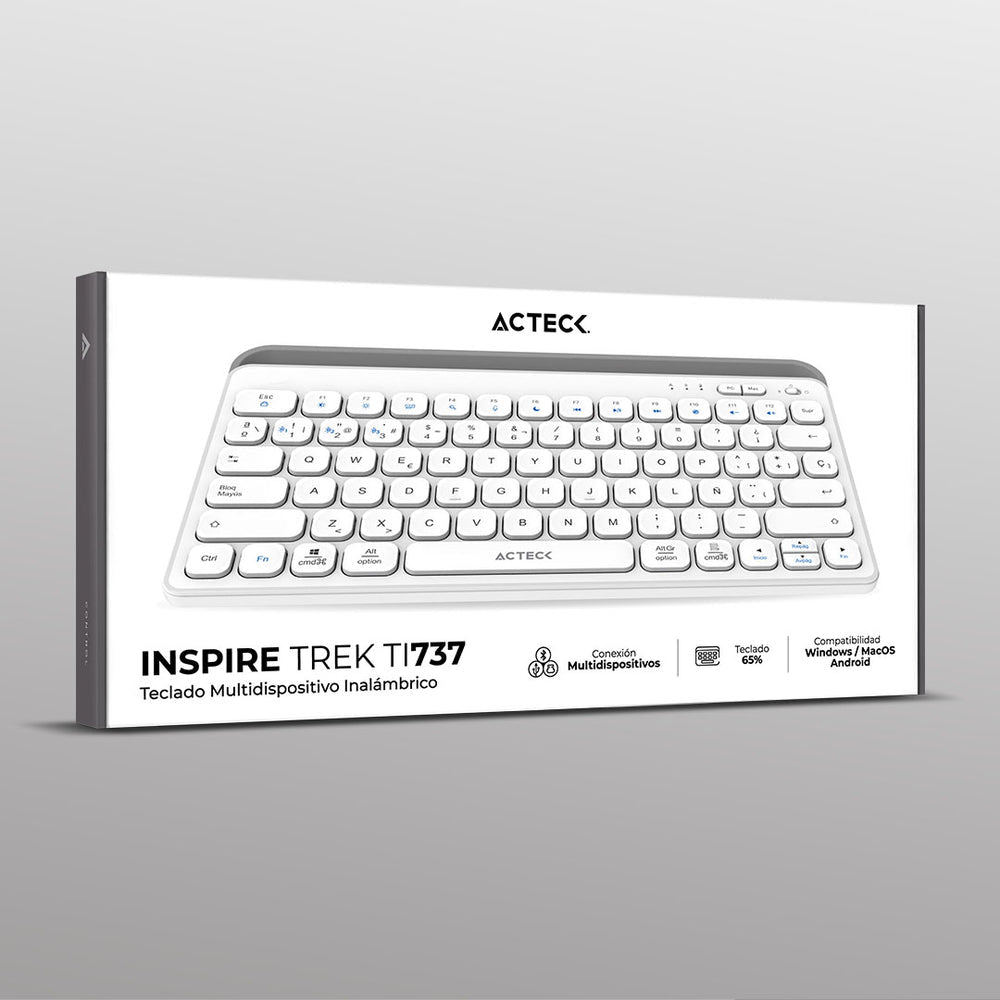 Teclado Acteck Inspire Trek TI737 65% Inalámbrico RF Inalámbrico Bluetooth Blanco Español