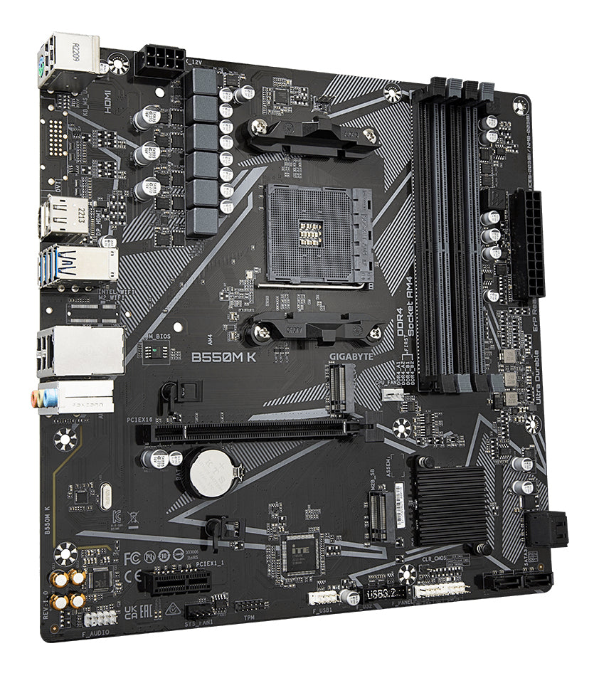 Tarjeta Madre Gigabyte B550M K 4xDDR4 128GB 4733Mhz PCIe 4.0 M.2 HDMI DP S AM4 Ryzen mATX