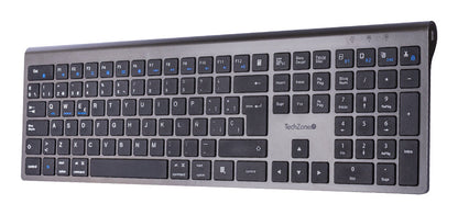 TechZone TZACTCB01 teclado Universal RF inalámbrico + bluetooth QWERTY Negro, Plata