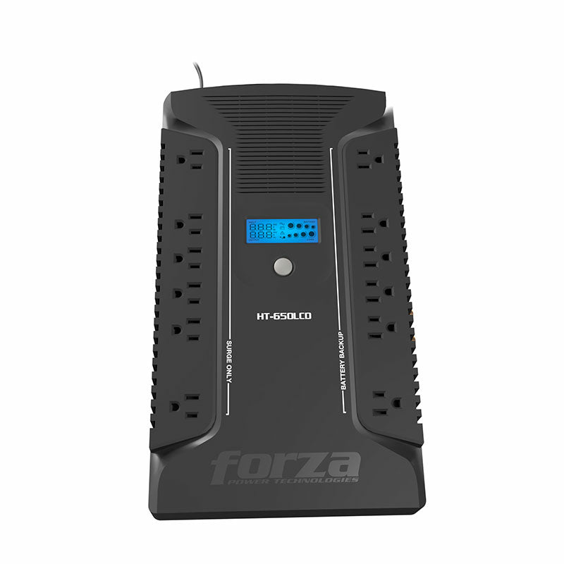 UPS Forza Regulador HT-650LCD 650VA/390W 120V 12 Salidas NEMA 5-15R Onda Senoidal Simulada 50/60Hz Negro