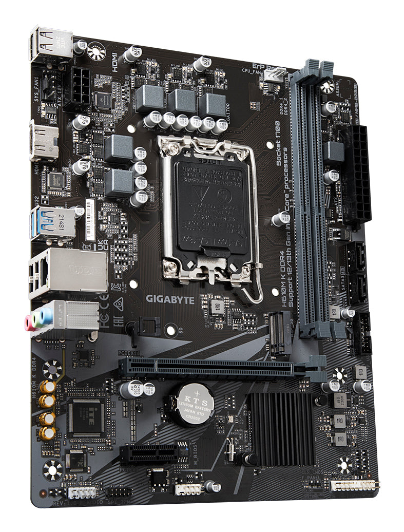 Tarjeta Madre Gigabyte H610M K 2xDDR4 64GB 3200Mhz PCIe 4.0 M.2 1xHDMI S 1700 12th 13th Gen mATX