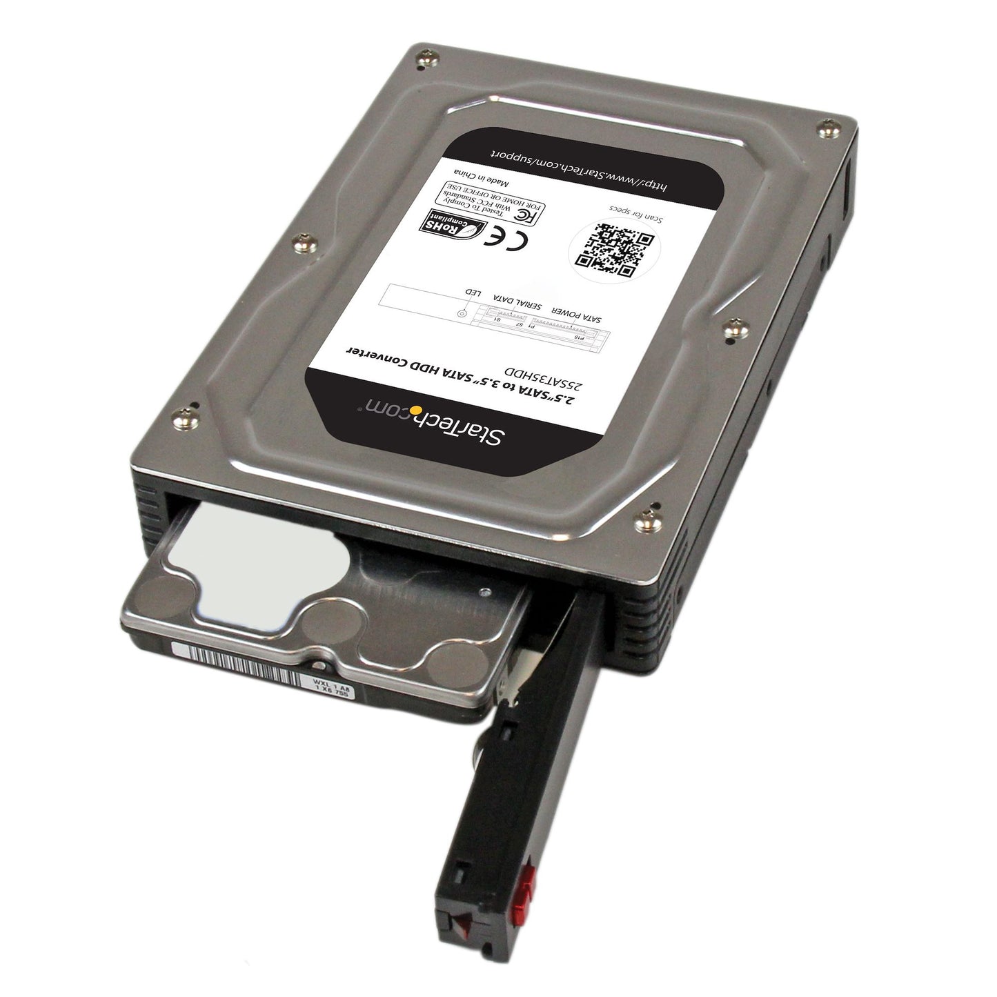 StarTech.com 25SAT35HDD panel para bahía de discos 8.89 cm (3.5") Bandeja de almacenamiento Negro, Plata