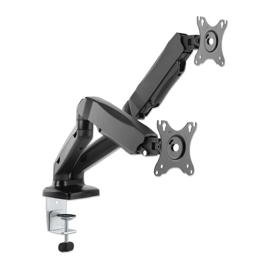 Soporte MANHATTAN de aluminio con pistones de gas p/2 monitores 17 a 32
