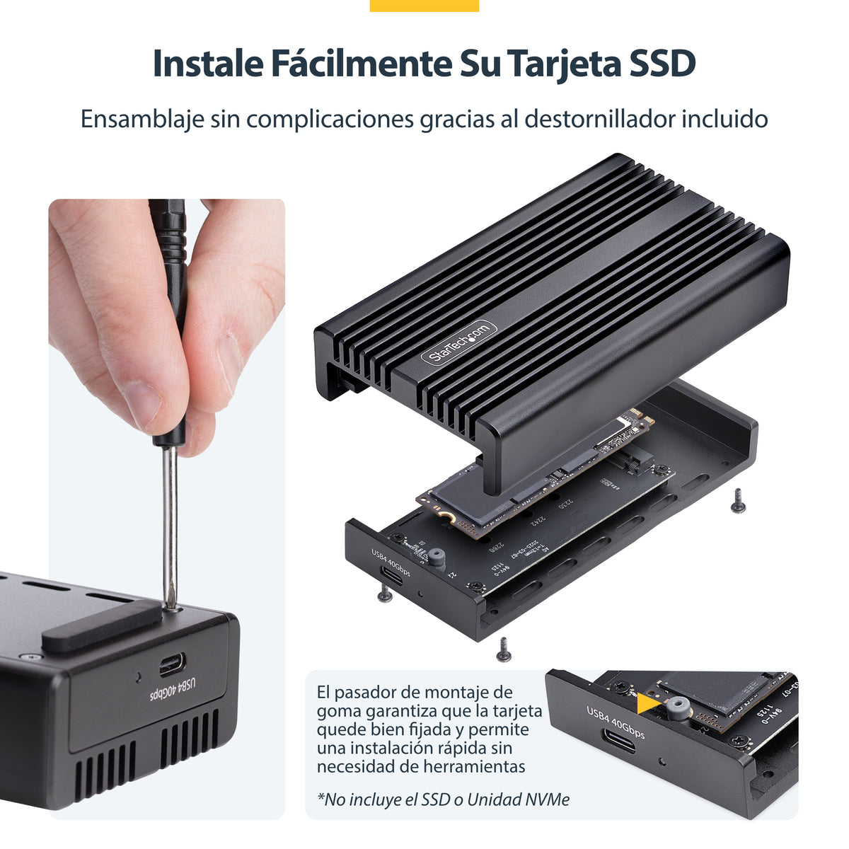 StarTech.com 1USB4-NVME-ENCLOSURE caja para disco duro externo Carcasa para SSD Negro