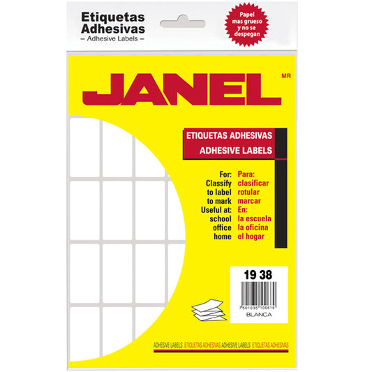Etiquetas Adhesivas Janel Clásicas Escolar No. 23 19x38mm Sobre C/630