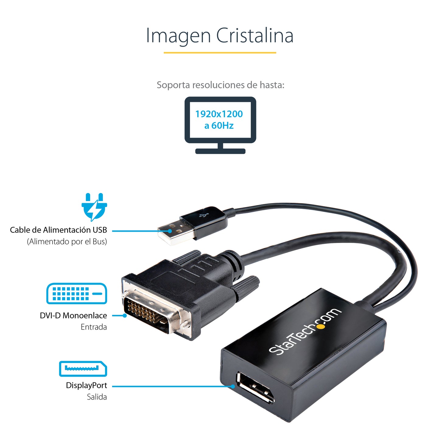 StarTech.com DVI2DP2 adaptador de cable de vídeo 0.254 m Negro