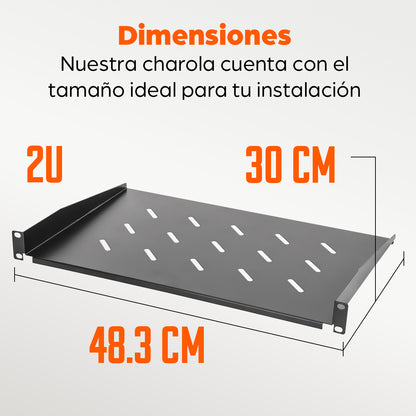 Charola Intellinet Fija Cantilever Rack 19" 1U Ventilada 30cm Color Negro