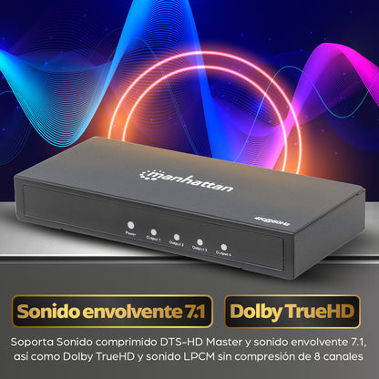 Manhattan 207805 divisor de vídeo 4x HDMI