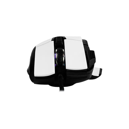 Mouse Game Factor MOG602 Click Láser Pixart 3370 19000 dpi 8 Botones Iluminación RGB Color Blanco