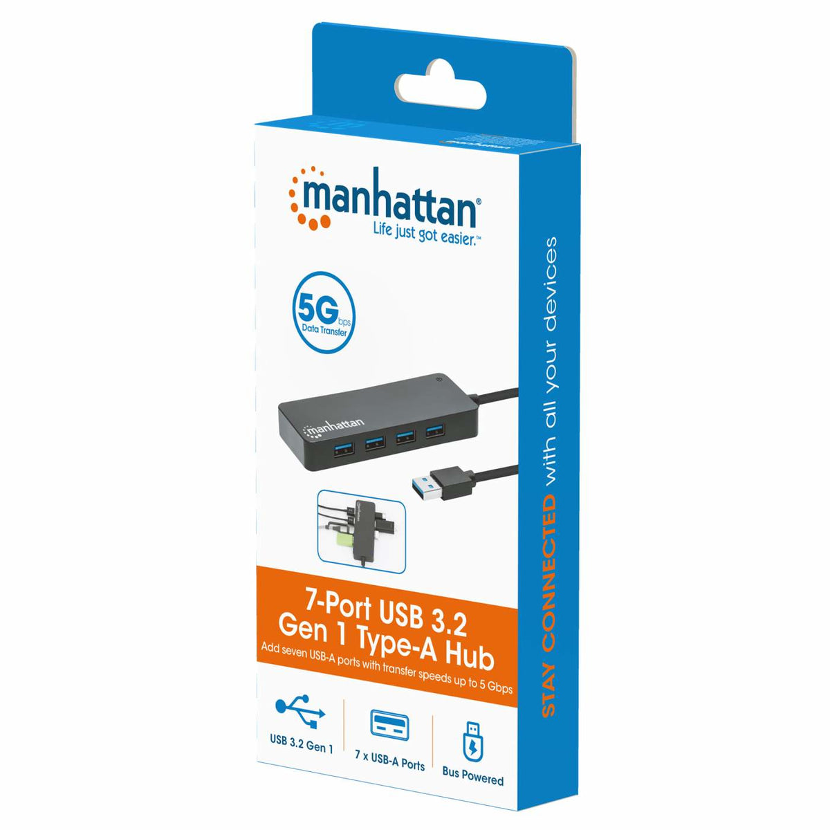 Hub USB Manhattan con 7 puertos USB-A 3.2