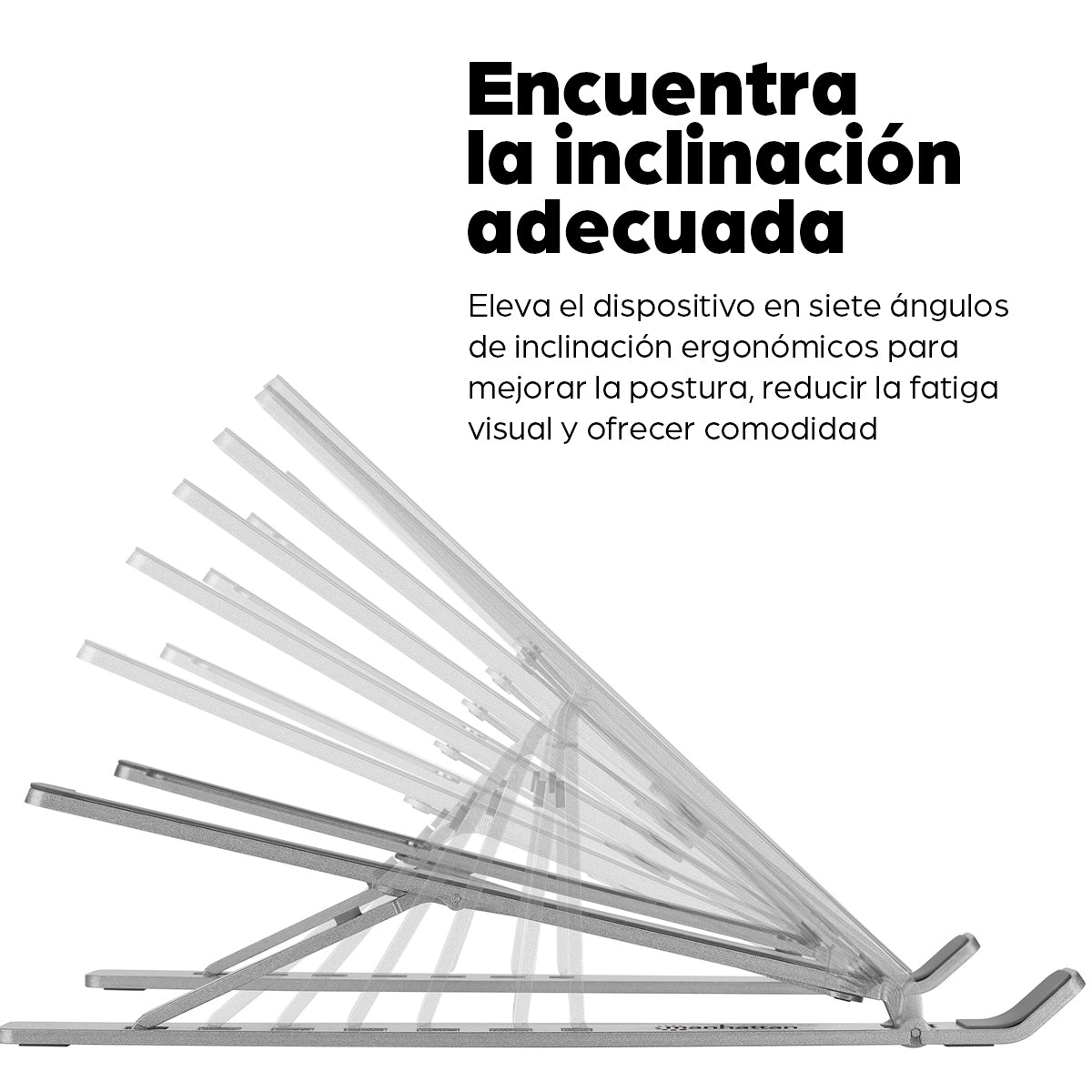 Soporte laptop Manhattan p/Escritorio de posiciones aluminio ECO