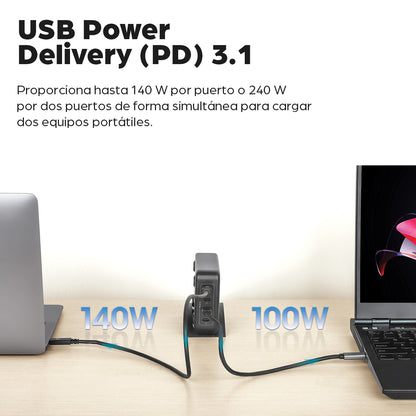 Estación de carga USB-C Manhattan 4 puertos USB-C PD 240W