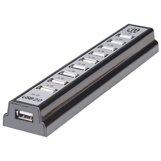 Hub Manhattan USB 2.0 Alta Velocidad 10 Puertos C/Fuente